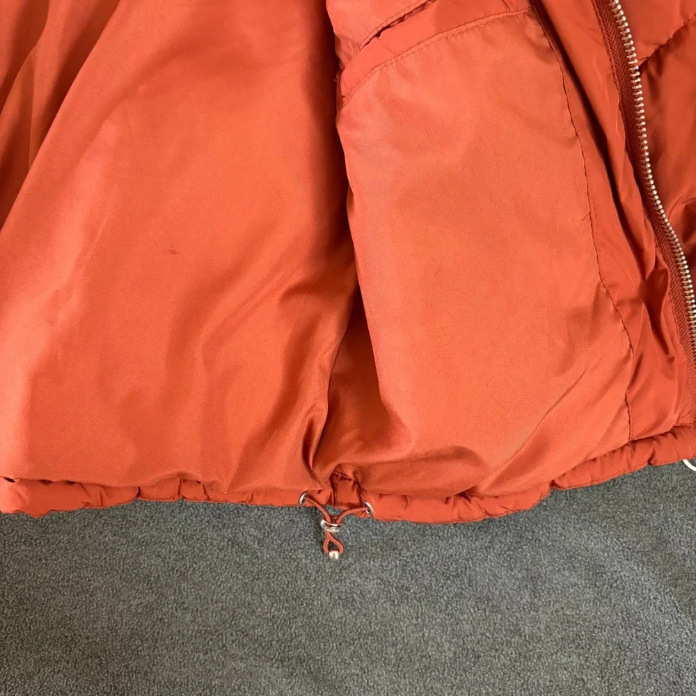 Bershka Puffer Jacket Kids Size S Orange Quilted Full Zip Stand Collar Warm Coat